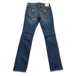 True Religion Disco Becky Big T Women's Sz 28 Yellow Rhinestone Bootcut Jeans